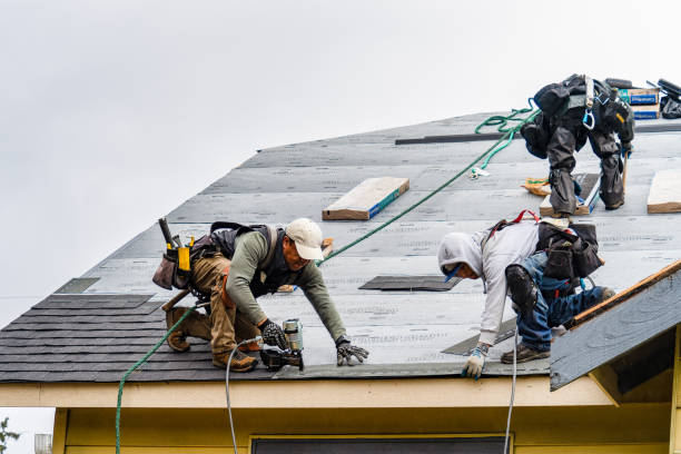 Professional Gutter Installation technician working in Berthoud, CO
